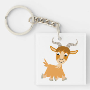Cute Trotting Cartoon Goat Acrylic Keychain