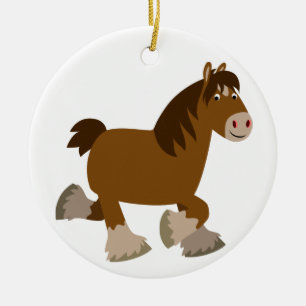 Cute Trotting Cartoon Shire Horse Ornament