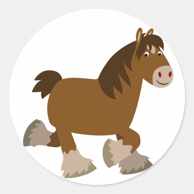 Cute Trotting Cartoon Shire Horse Sticker (Front)