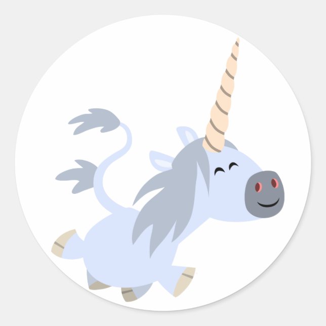 Cute Trotting Cartoon Unicorn Sticker (Front)