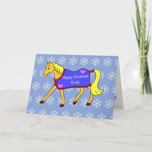 Cute Trotting Pony Christmas Card (Front)