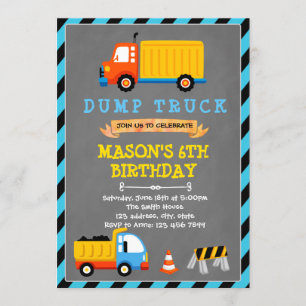 Cute truck theme birthday invitation