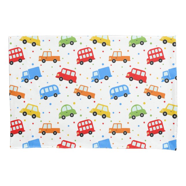 Cute Trucks Cars Buses Vehicles Bedding Boy Pillowcase (Front)