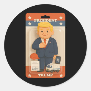 Cute Trump Action Figure Trend Shirt Classic Round Sticker