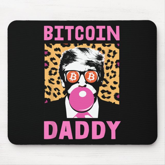 Cute Trump Bitcoin Daddy Crypto Finance Money Crew Mouse Pad (Front)