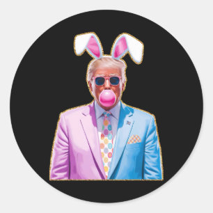 Cute Trump Easter Republican Jesus Bunny Egg Ears Classic Round Sticker