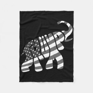 Cute Trump Gift Proud American Flag Elephant For M Fleece Blanket