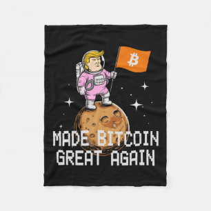 Cute Trump Made Bitcoin Great Again Joke Investmen Fleece Blanket