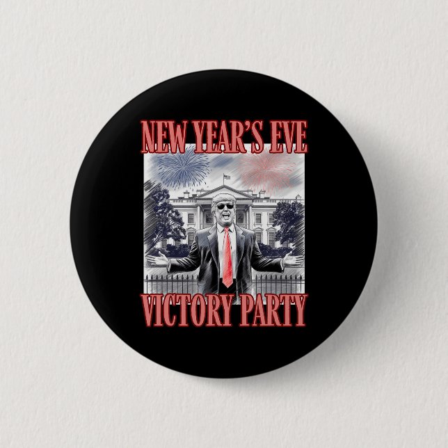 Cute Trump New Year's Eve Victory Party Fireworks  6 Cm Round Badge (Front)