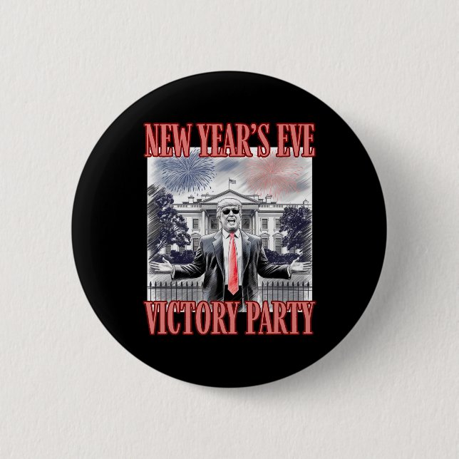 Cute Trump New Year's Eve Victory Party Fireworks  6 Cm Round Badge (Front)