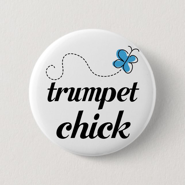 Cute Trumpet Chick Blue 6 Cm Round Badge (Front)
