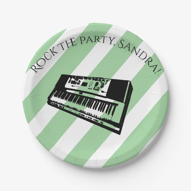 Cute Trumpet Rock And Roll Musical Instruments  Paper Plate (Front)