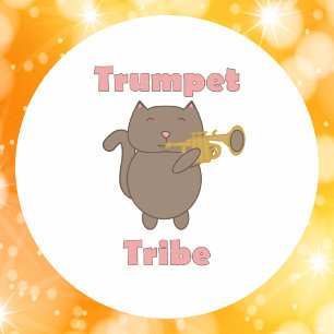 Cute Trumpet Tribe Cat Illustration Classic Round Sticker