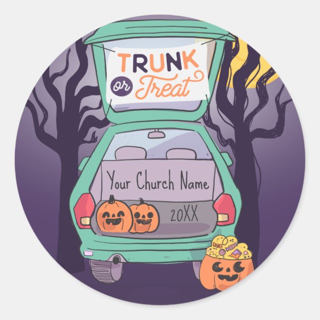 Cute Trunk or Treat Custom Halloween Sticker (Front)