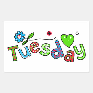 Cute Tuesday Week Day Greeting Text Expression Rectangular Sticker