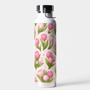 Cute Tulip Flower Aesthetic Water Bottle