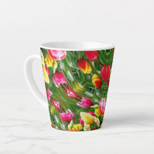 Cute tulip pattern latte mug