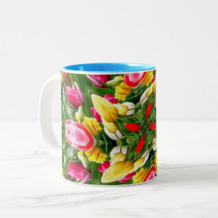 Cute tulip pattern Two-Tone coffee mug