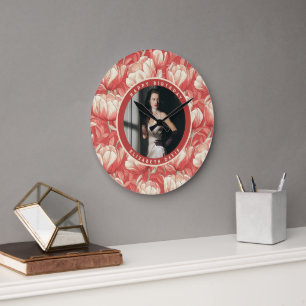 Cute Tulip Themed Girl’S Birthday Large Clock