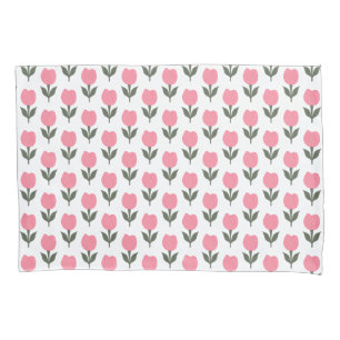 Cute Tulips flowers pattern   Any background colou Pillowcase