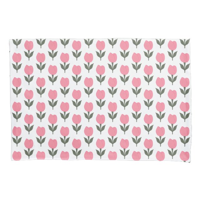 Cute Tulips flowers pattern | Any background colou Pillowcase (Front)