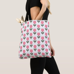 Cute Tulips flowers pattern Any background colou Tote Bag