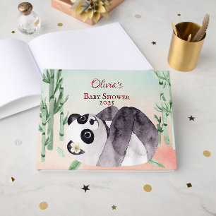 Cute Tumbling Panda Baby Shower Guest Book