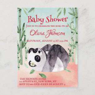 Cute Tumbling Panda Gender Baby Shower Invitation Postcard