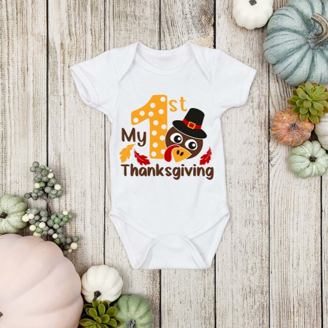 Cute Turkey 1st Thanksgiving Baby Boy Baby Bodysuit (Creator Uploaded)