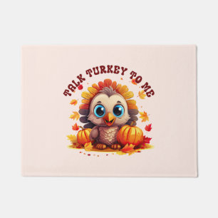 Cute Turkey and Autumn Foliage Doormat