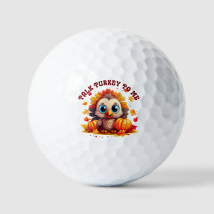 Cute Turkey and Autumn Foliage Golf Balls