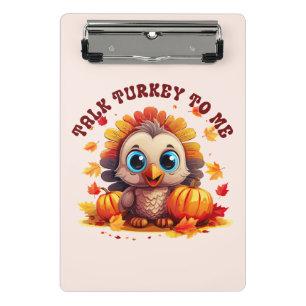 Cute Turkey and Autumn Foliage Mini Clipboard