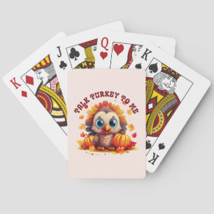 Cute Turkey and Autumn Foliage Playing Cards