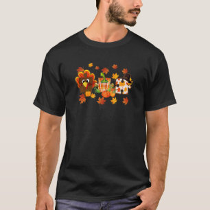 Cute Turkey Autism Awareness Puzzle Pumpkin for Th T-Shirt