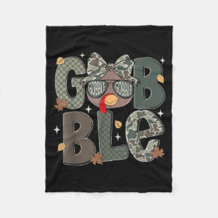 Cute Turkey Camo Happy Thanksgiving Fall Kids Boy Fleece Blanket