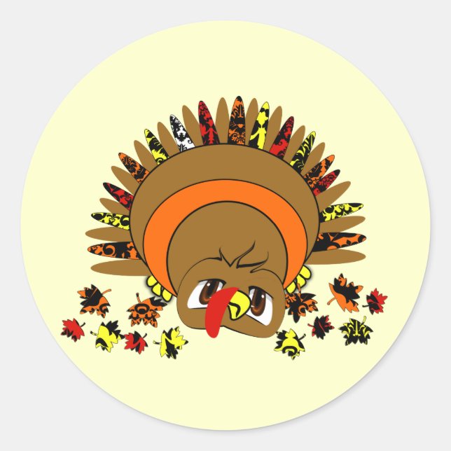 Cute Turkey Classic Round Sticker (Front)