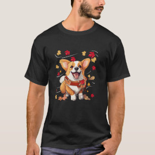 Cute turkey Corgi dog maple Leaf Thanksgiving T Sh T-Shirt