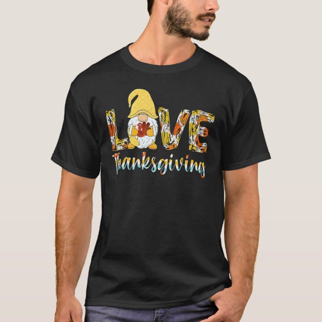Cute Turkey Day  Gnome Love Thanksgiving for Boys  T-Shirt (Front)