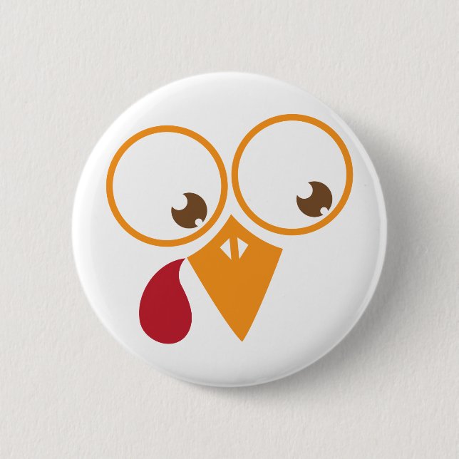 Cute turkey face 6 cm round badge (Front)