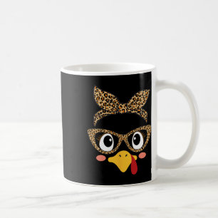 Cute Turkey Face Byndana Leopard Thanksgiving Wome Coffee Mug
