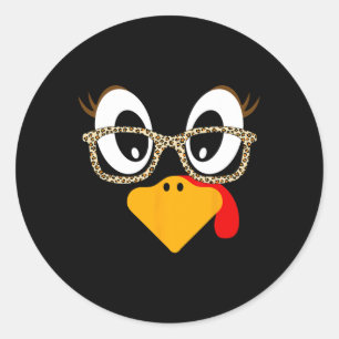 Cute Turkey Face Matching Family Costume Thanksgiv Classic Round Sticker