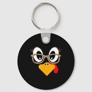 Cute Turkey Face Matching Family Costume Thanksgiv Key Ring