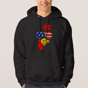 Cute Turkey Face Thanksgiving American Flag Sungla Hoodie