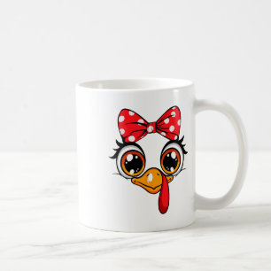 Cute Turkey Face Thanksgiving Girls Women Kids Gob Coffee Mug