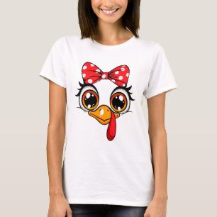 Cute Turkey Face Thanksgiving Girls Women Kids Gob T-Shirt