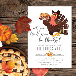 Cute Turkey Friendsgiving Dinner Invitation