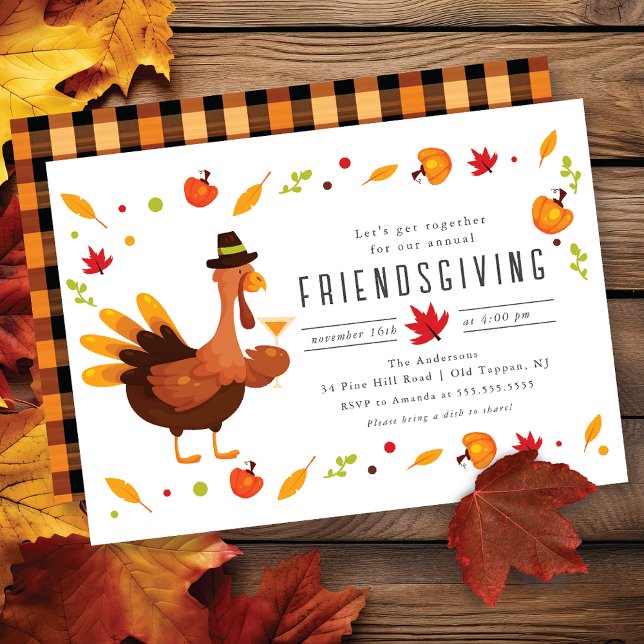 Cute Turkey Friendsgiving Invitation (Creator Uploaded)
