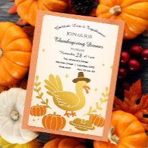 Cute Turkey Fun Family Thanksgiving Invitation