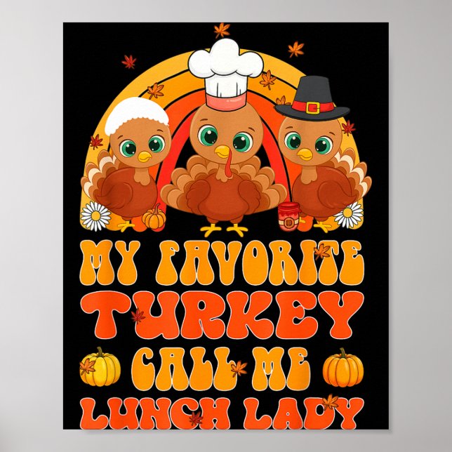 Cute Turkey Gift Funny Kitchen Staff Retro Fall De Poster (Front)