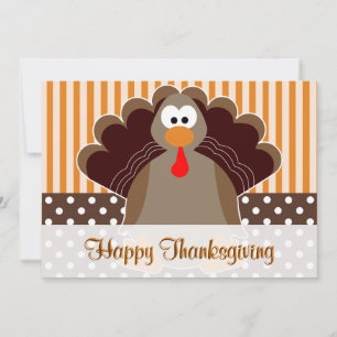 Cute Turkey Happy Thanksgiving Flat Card